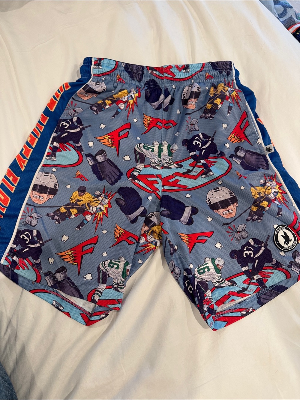 Flow Society Youth large Hockey Print Athletic Shorts - Blue